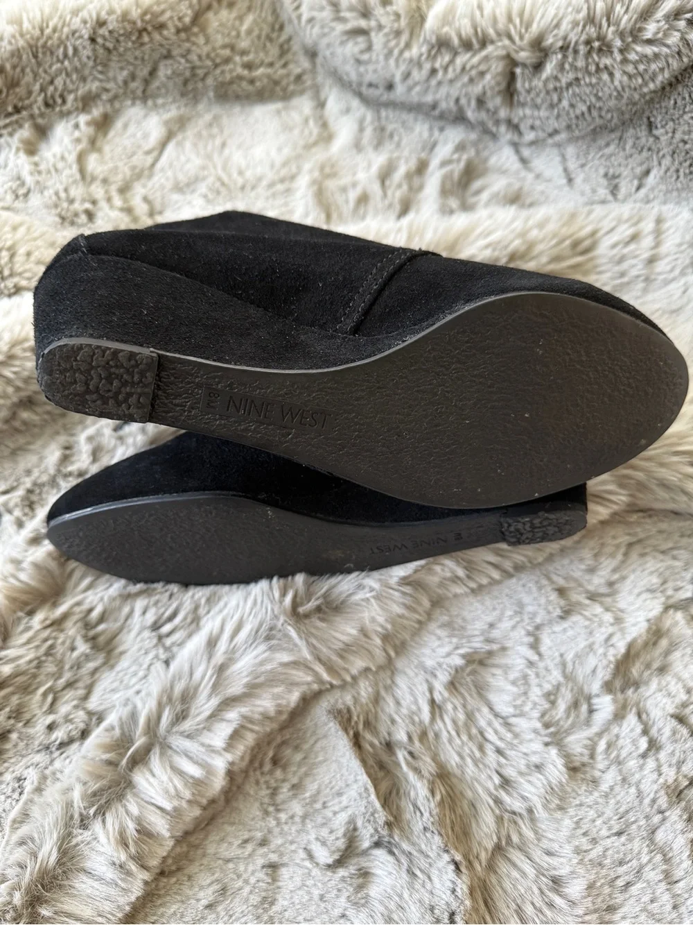 Nine West Black Suede Wedge Booties